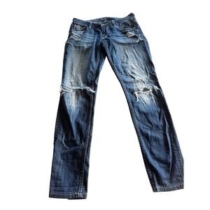 VIGOSS Thompson Double Roll Cuff Skinny Jeans Wmn 27x27 Distressed Dark Wash Y2K